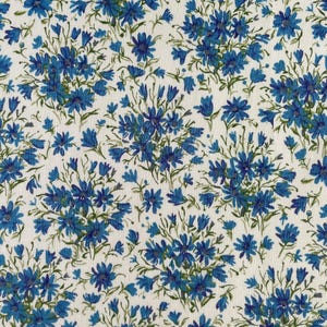 Liberty Vintage 1980s Blue Floral Tana Lawn Fabric | Rare Cotton Fabric for Quilting, Sewing & Crafts