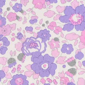 Liberty &quot;Betsy&quot; Tana Lawn Fabric in Purple, Pink and Silver | Discontinued Cotton Fabric for Quilting, Sewing & Crafts