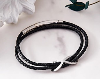Custom Couple Engraved Matching Bracelet Sets | Mens Gold Bracelet Sets | Boyfriend Bracelet Gifts | Bridesmaid Bracelet | Infinity Bracelet