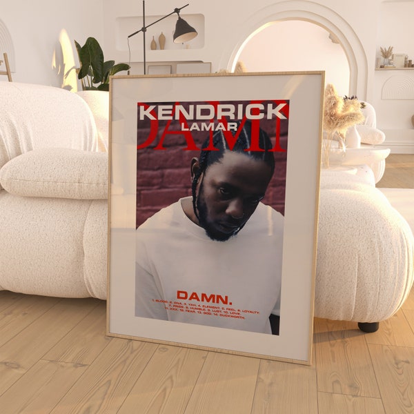 Kendrick Lamar - Affiche de l’album Damn / Décor de chambre / Décor de musique / Cadeaux de musique / Affiche Kendrick Lamar