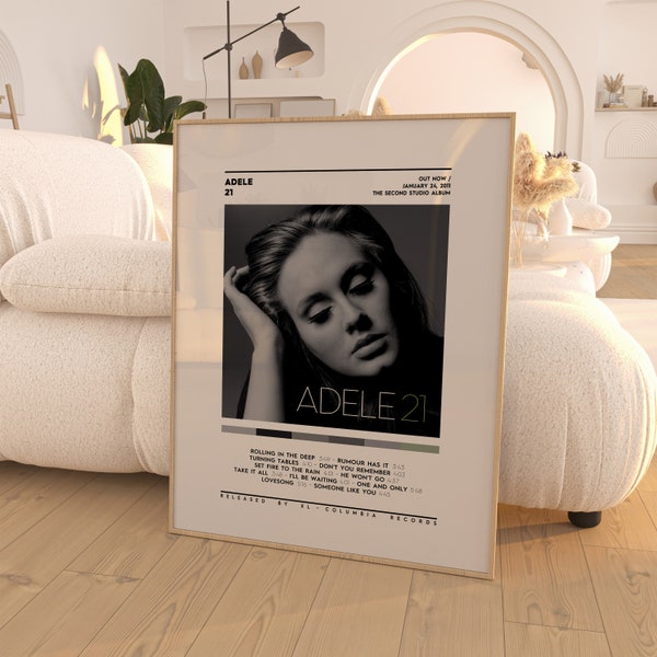 Adele - 21 Digitales Poster / Album Cover Poster / Wandkunst / Wohnkultur / Adele Alben, Musik Geschenke, populäre Musik Drucke