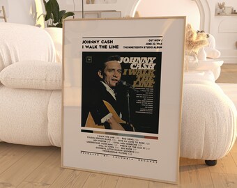 Johnny Cash - I Walk the Line Cover Poster / Album Poster / Wall Art / Home Decor / Johnny Cash Album / Music Prints
