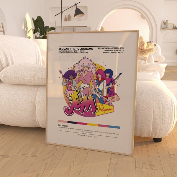 Jem and the Holograms TV Show Poster / 3 Colors 1 Price / TV Shows Poster / Poster Print Wall Art / Custom Poster / Home Decor