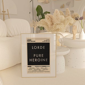 Lorde Pure Heroine, Album Cover Poster, 3 Colors 1 Price, Tracklist Poster, Room Decor, Wall Decor, Music Decor, Music Gifts, Poster Print image 2