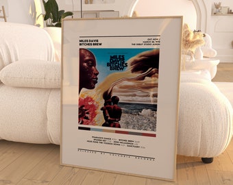 Miles Davis - Affiche d'album Bitches Brew / Affiche de couverture d'album / Décoration de chambre / Art mural / Cadeaux musique / Album de Miles Davis