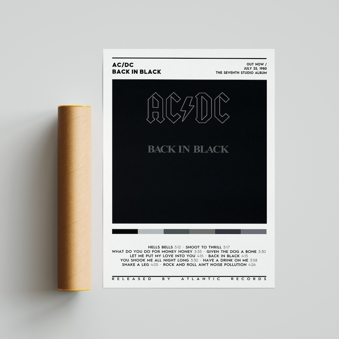 AC/DC Back in Black Album Poster / Album Cover Poster / Room Decor ...