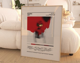 Rihanna - Anti, Album Cover Poster, 3 Colors 1 Price, Tracklist Poster, Room Decor, Wall Decor, Music Decor, Music Gifts, Poster Print