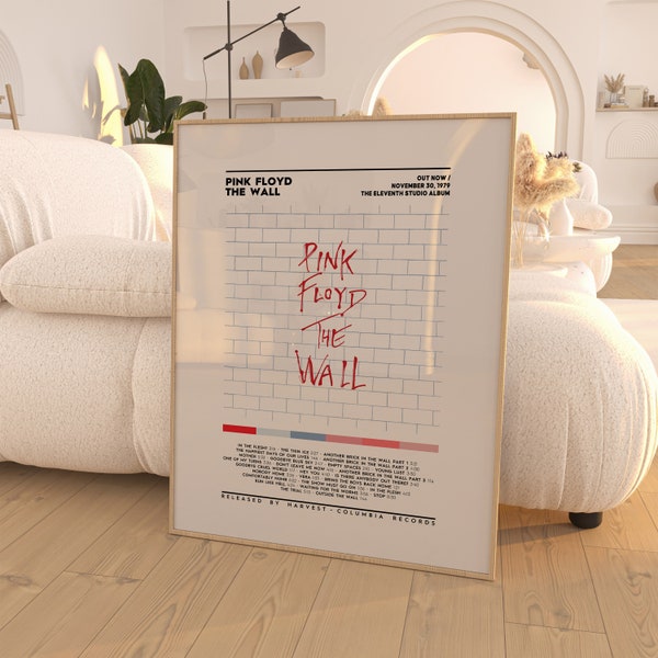 Pink Floyd - The Wall Album Poster / Album Tracklist Poster / Raumdekor / Musikdekor / Musikgeschenke