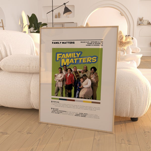 Family Matters Poster / TV Show Poster / TV Prints / Wall Art / Home Decor / TV Series Gifts