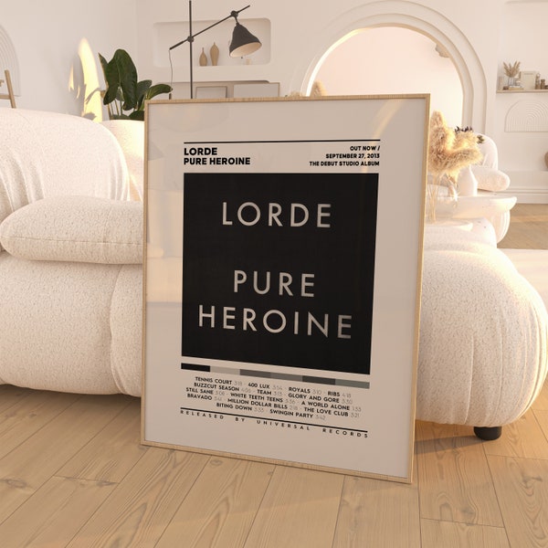 Lorde - Pure Heroine, Album Cover Poster, 3 Colors 1 Price, Tracklist Poster, Room Decor, Wall Decor, Music Decor, Music Gifts, Poster Print