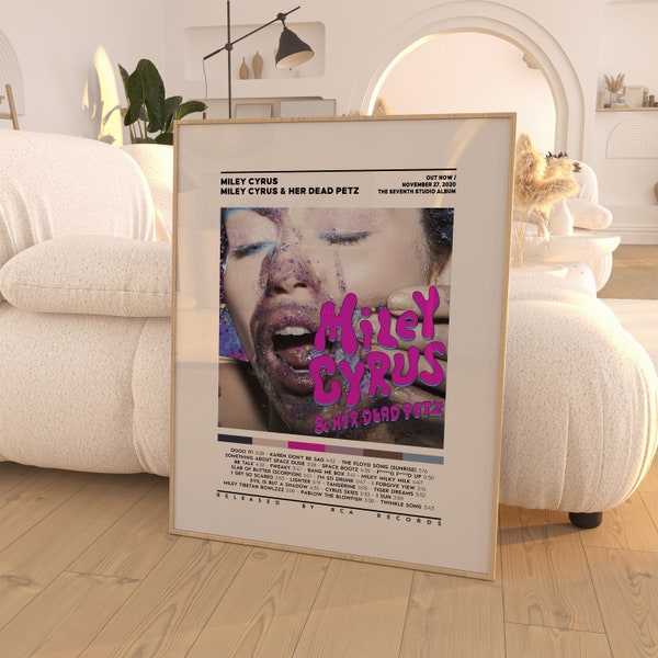 Miley Cyrus - Miley Cyrus & Her Dead Petz Album Poster / Album Tracklist Poster / 3 Colors 1 Price / Room Decor / Music Decor / Music Gifts