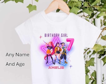 Personalised Kpop Demon Hunters Birthday T-Shirt: Any Name, Age