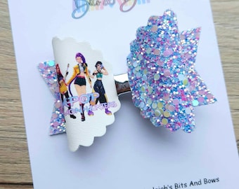 Kpop Demon Hunters Glitter Hair Bow – Rumi Mira Zoey Handmade Clip