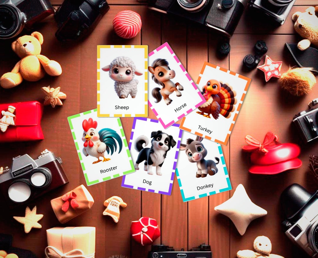 Cute Farm Animals 16 Flash Cards for Little Explorers, 3D Images of ...
