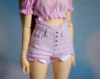 Minifee pastel denim high waisted shorts   ,msd 1/4 ,minifee