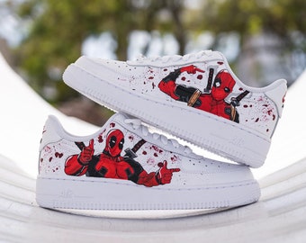 Deadpool Air Force 1 Custom Custom Schuhe Männer, Custom Air Force 1 Cartoon, Custom Sneaker Frau