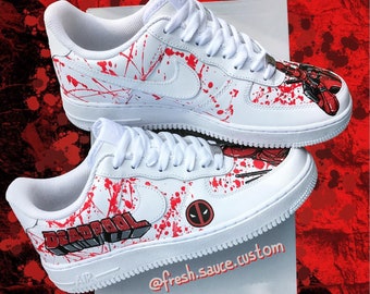 Deadpool Air Force 1 Custom Chaussures homme, Air Force 1 dessin animé personnalisé, Sneaker personnalisé femme