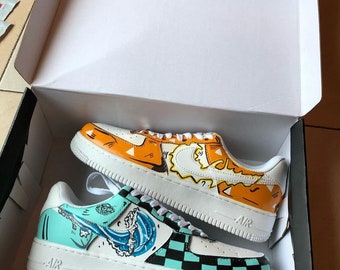 Demon Slayer Kimetsu No Yaiba Air Force 1 Zapatos personalizados hombres, Custom Air Force 1 Cartoon, Custom Sneaker mujer