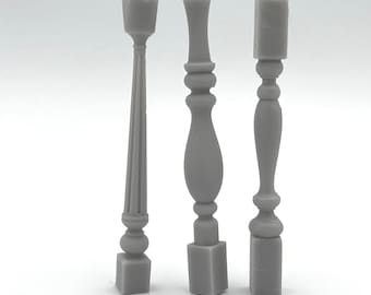 1:12 miniature Set of 3 balusters 3d stl file