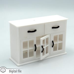 1:12 Miniatur-Küchenschrank mit funktionalen Türen, Regalen und Schubladen ein- / mehrfarbige 3D 3MF-Datei