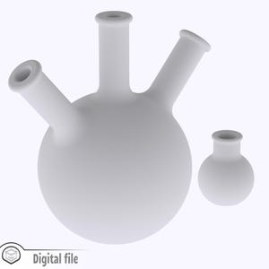 1:12 miniature Chemistry set of 2 boiling flask and three-neck distilling 3d stl file