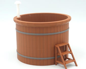 1:12 miniature Wooden outdoor hot tub multi-color print 3d stl file