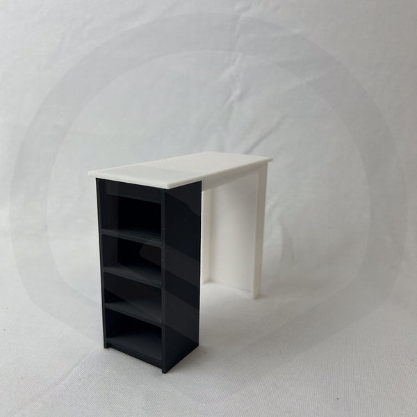 1:12 miniature Kitchen island with shelves mono/multi color 3D 3MF file