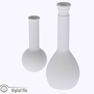 1:12 miniature Chemistry set of 2 distilling and volumetric flask 3d stl file