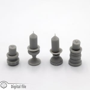 1:12 ミニチュア セット 4 小さなキャンドルホルダー コレクション #2 3D STL ファイル