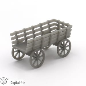 Model drewnianego wózka pociągu w skali HO 1:87, plik 3D stl