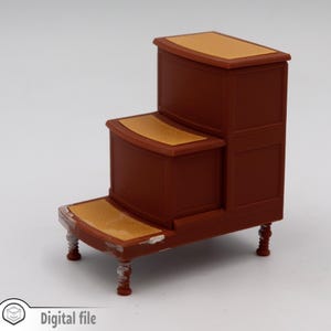 1:12 miniature 19th Century English Library Steps mono/multi color 3D 3MF file