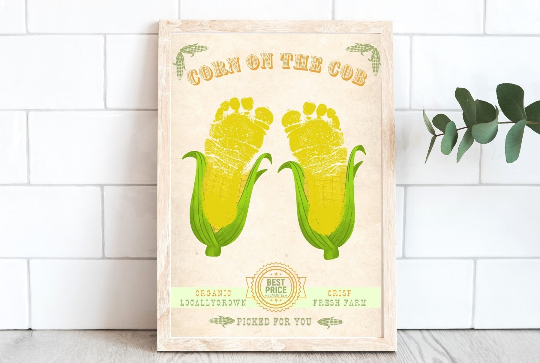 Farm Sign Corn Footprint Art Craft Feet Foot Baby Toddler Handprint