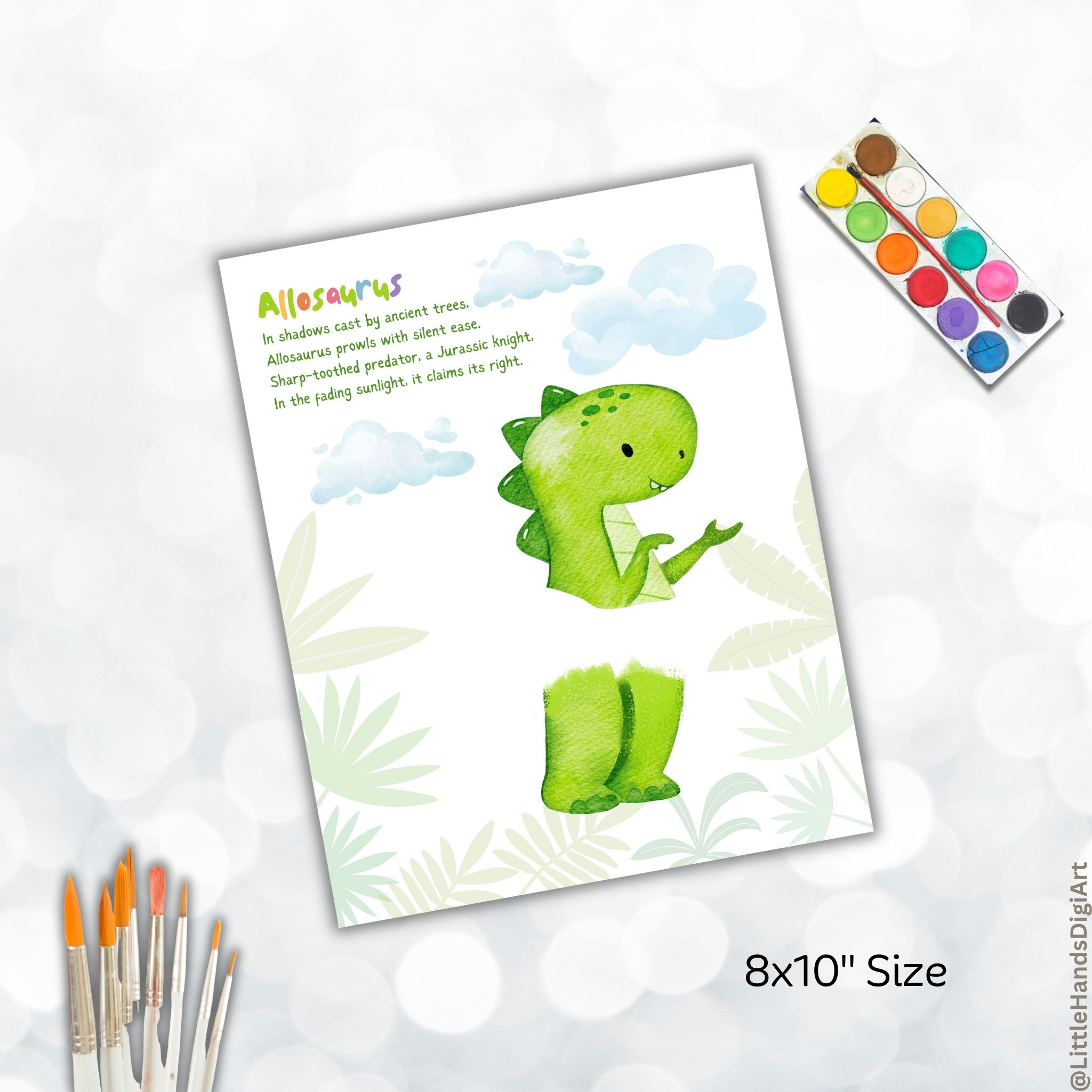 Dinosaur Handprint Art, Dino Handprint Allosaurus, Printable Birthday ...