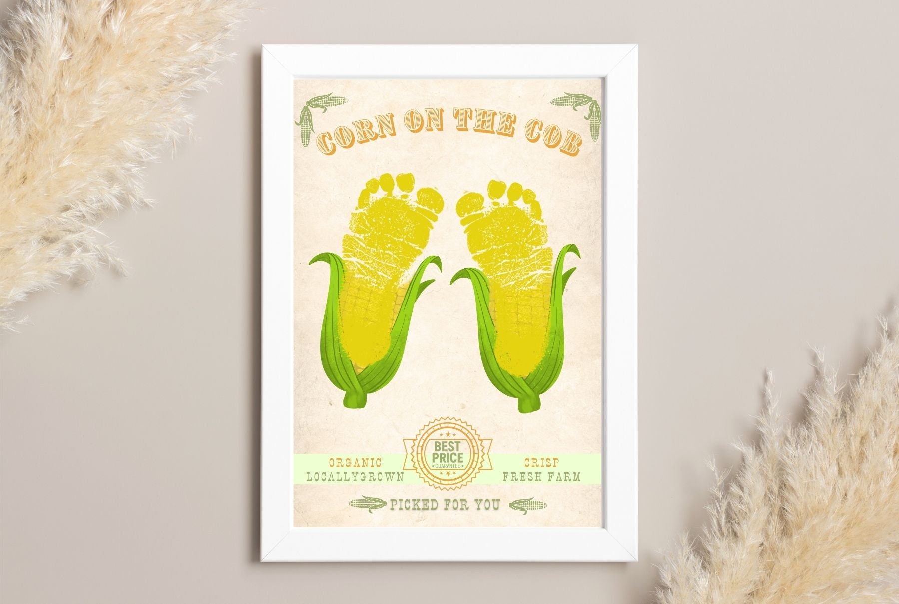 Farm Sign Corn Footprint Art Craft Feet Foot Baby Toddler Handprint