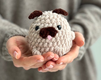 Pete the Pug Crochet Pattern | Cute Dog Plushie Pattern | Easy Amigurumi Dog Crochet Pattern for Beginners | PDF Pattern only