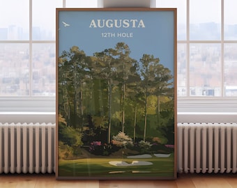 Augusta National Golf Print | The Masters | Modern Golf Poster | Golf Wall Art | Travel Art Poster | Georgia | Golden Bell