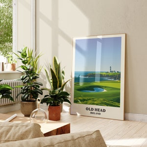 Impresión de golf de cabeza antigua / Cartel de golf / Arte de la pared de golf / Cartel de arte de viaje / Impresión de golf de Irlanda / Irlanda / Impresión de campo de golf / Regalo de golf