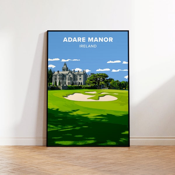 Adare Manor Golf Print | Golf Poster | Golf Wall Art | Travel Art Poster | Ireland Golf Print | Ireland | Golf Course Print | Golf Gift