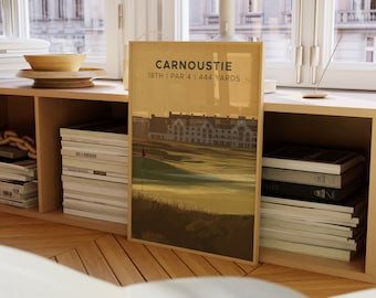 Carnoustie Modern Golf Print | 18th Hole | Golf Poster | Golf Wall Art | Travel Art Poster | Scotland Golf | Scottish Print |