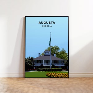 Augusta National Clubhouse Golf Print | Masters Golf | Golf Poster | Golf Wall Art | Travel Art Poster | Georgia | Golf Decor | Golf Gift