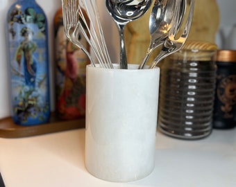 White Marble Utensil Holder - Kitchen Organizer - Utensil Storage - Kitchen Storage - Home Decoration