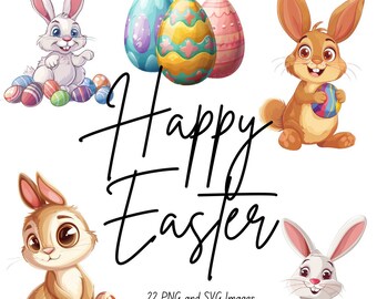 Easter Bunny Clipart – PNG & SVG Seamless Patterns