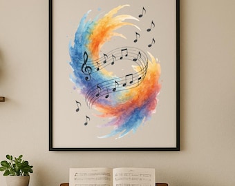Watercolor Music Notes Clipart: PNG SVG Designs (Digital Download)