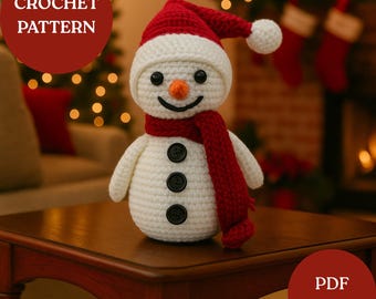 Crochet Snowman Pattern PDF, Beginner-Friendly Amigurumi Christmas Plushie