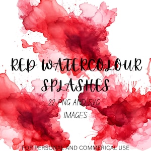 ROTES Aquarell Splash Clipart-Bundle - hochwertige, bunte digitale Pinselstriche für Grafikdesign, DIY, kommerzielle Nutzung