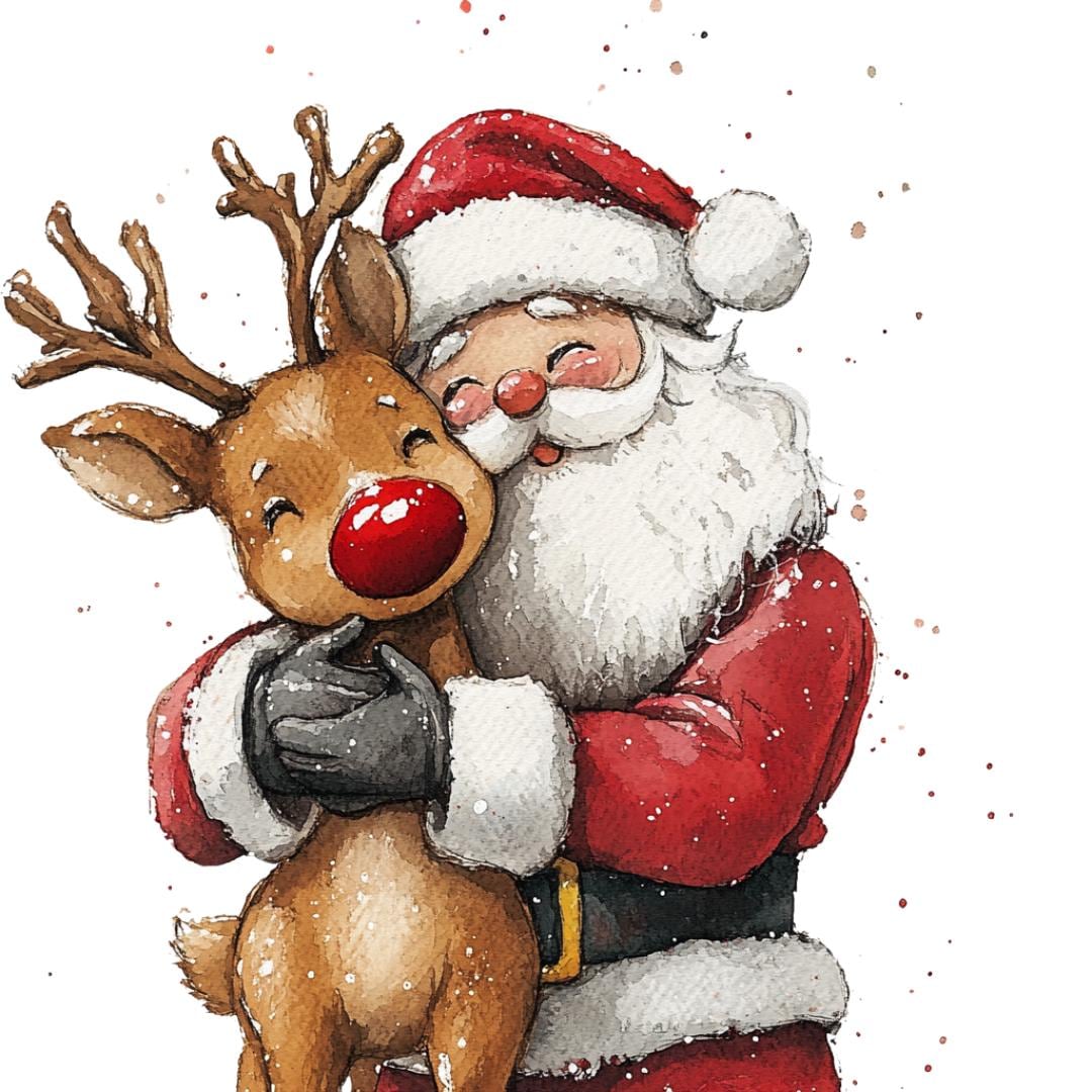 Santa Claus Watercolor Clipart – Christmas Rudolph PNG/SVG Images (digital  Download) - Etsy, image size:1080x1080