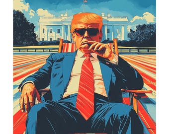 Trump Clipart: President Relaxing in Deck Chair, PNG & SVG Files