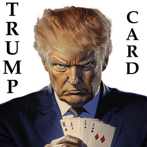 Pakiet clipartów z prezydentem Donaldem 47 trzymającym karty, karta Trumpa, sprawmy, by Ameryka znów była wielka, asy Donalda Trumpa, wydruki cyfrowe PNG, SVG