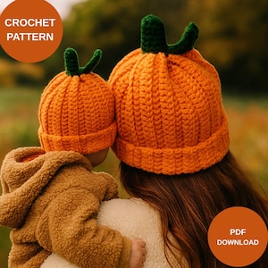 Pumpkin Beanie Crochet Pattern, DIY PDF for Kids and Adults
