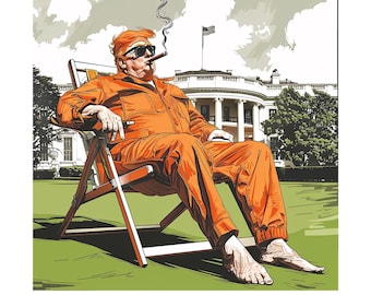 Trump Clipart: Humorous Deck Chair Design Featuring Donald